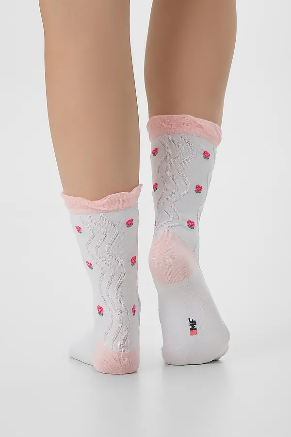 Носки женские MARK FORMELLE, белый /розовый - фото 2