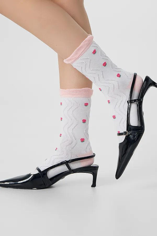 Носки женские MARK FORMELLE, белый /розовый - фото 2