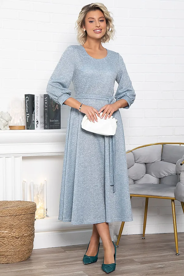 Платье трикотажное Ирина НЬЮ LADY TAIGA, голубой меланж - фото 2