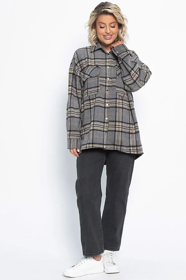 Пальто-рубашка Хармони LADY TAIGA, серо-бежевая - фото 2