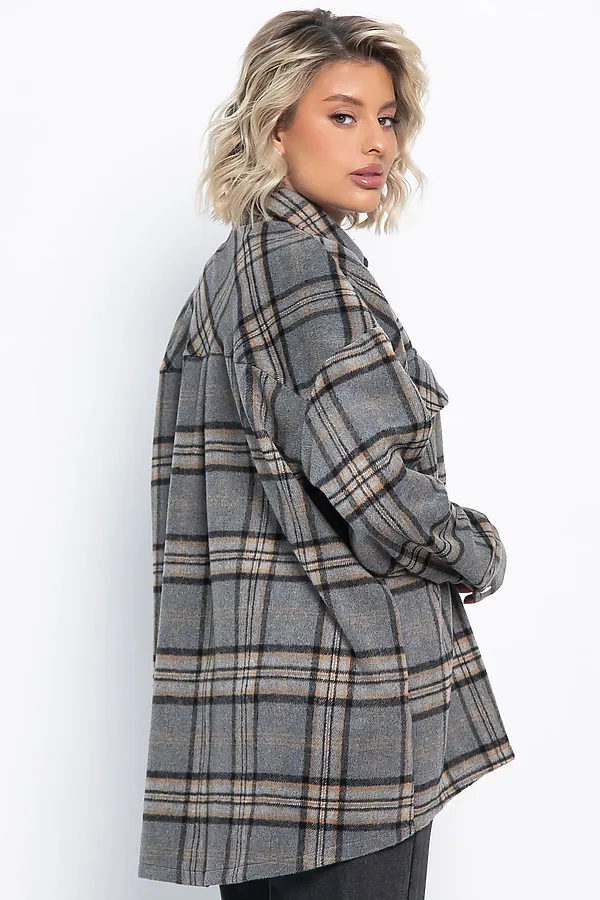 Пальто-рубашка Хармони LADY TAIGA, серо-бежевая - фото 2