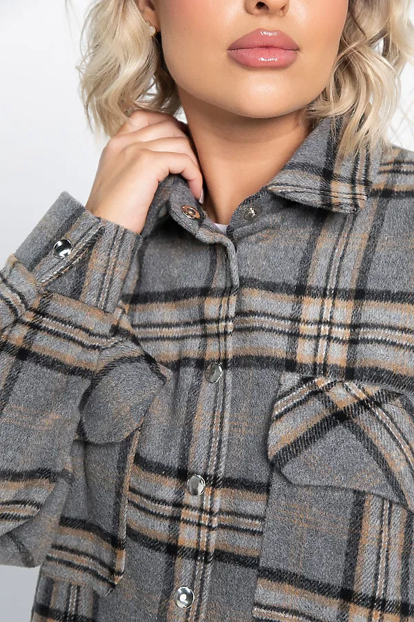 Пальто-рубашка Хармони LADY TAIGA, серо-бежевая - фото 2