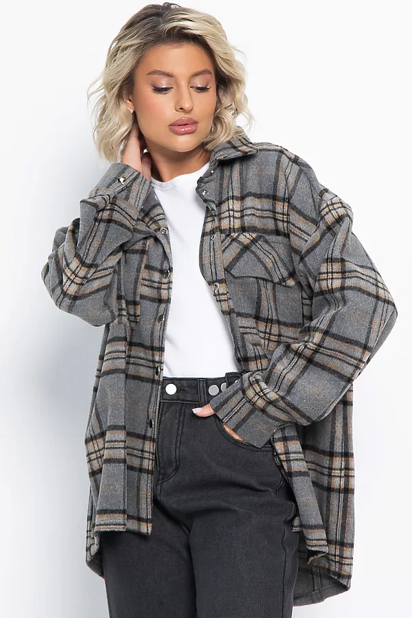 Пальто-рубашка Хармони LADY TAIGA, серо-бежевая - фото 2