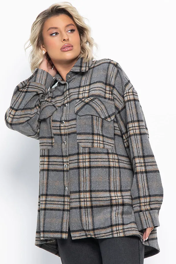 Пальто-рубашка Хармони LADY TAIGA, серо-бежевая - фото 2