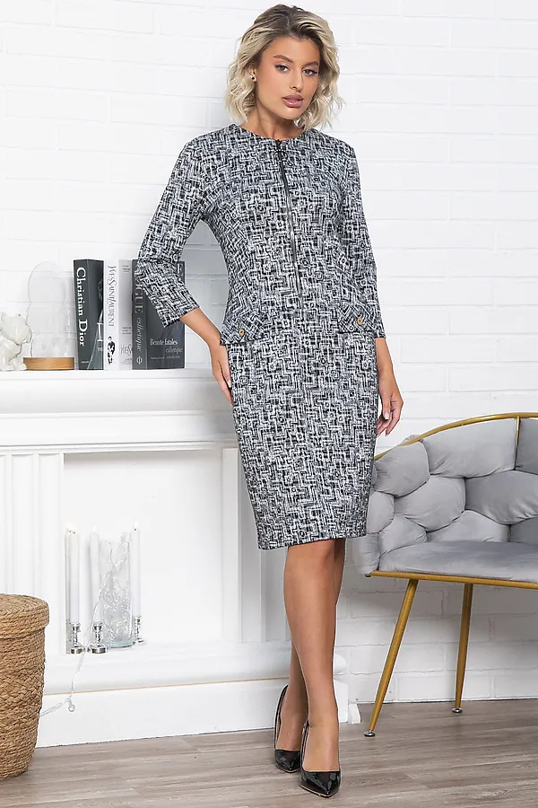 Платье Леди Мэри LADY TAIGA, черно-белое - фото 2