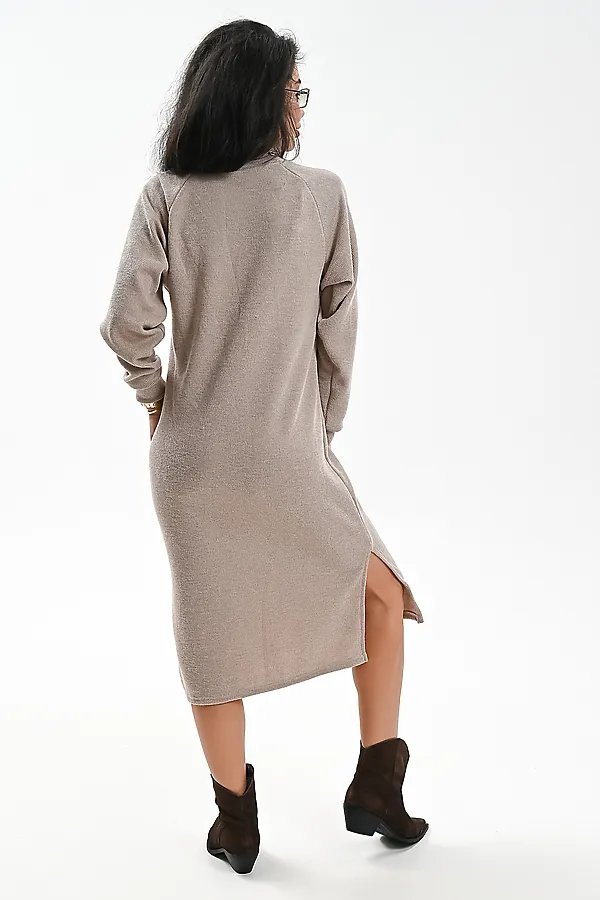 Платье теплое в рубчик НАТАЛИ, бежевый - фото 2