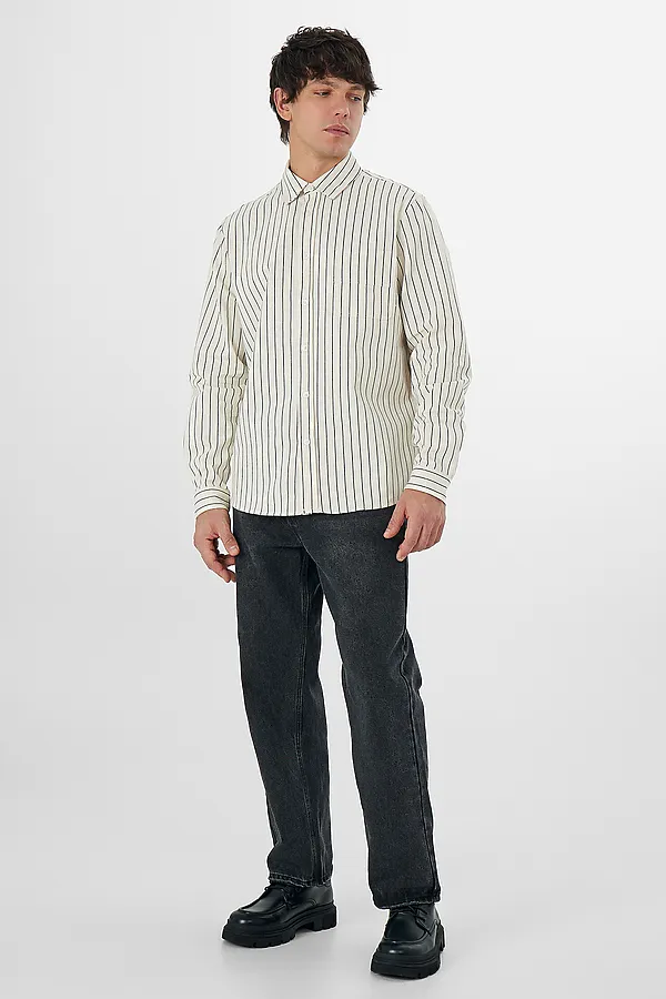 Рубашка мужская MARK FORMELLE, коричневая полоска на молочном - фото 2