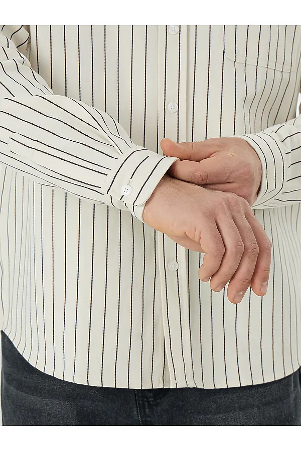 Рубашка мужская MARK FORMELLE, коричневая полоска на молочном - фото 2