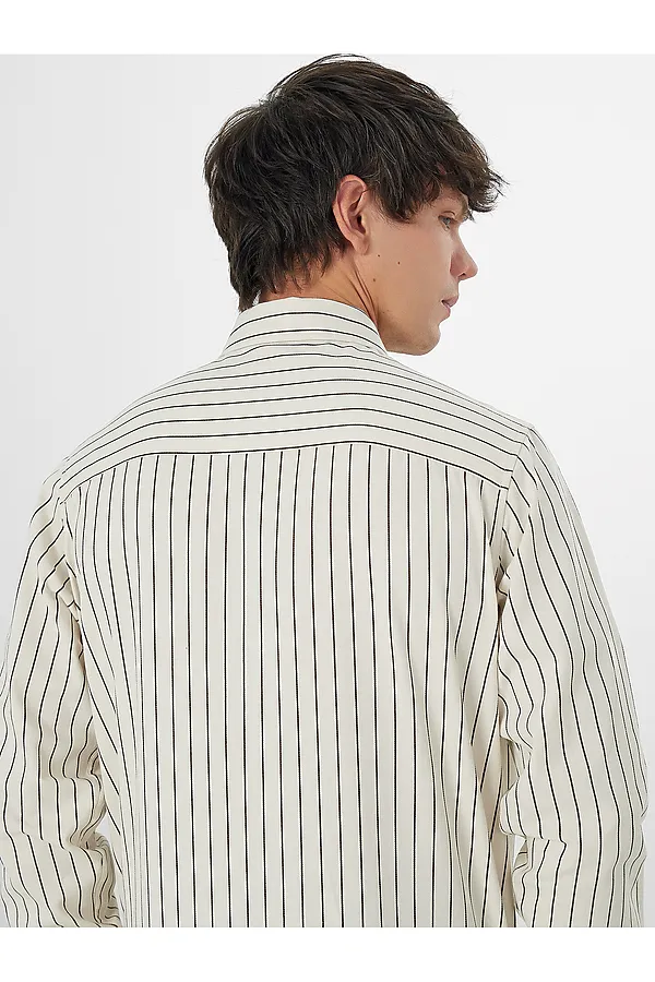 Рубашка мужская MARK FORMELLE, коричневая полоска на молочном - фото 2