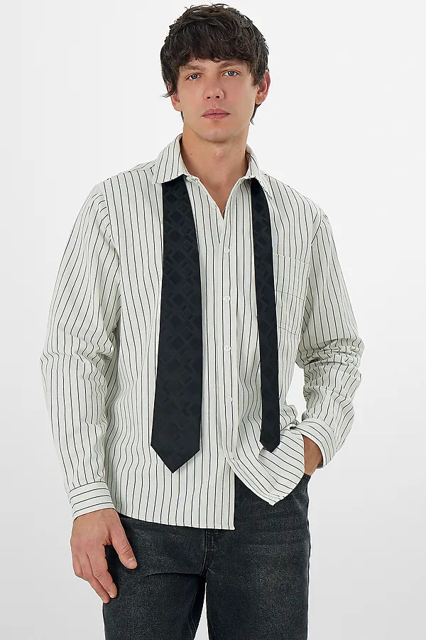 Рубашка мужская MARK FORMELLE, черная полоса на белом - фото 2