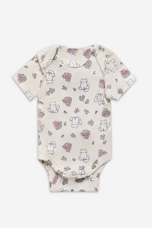 Боди детское (3шт.) MARK FORMELLE, котики с цветами на молочном +мята +цветочки на розовом - фото 2
