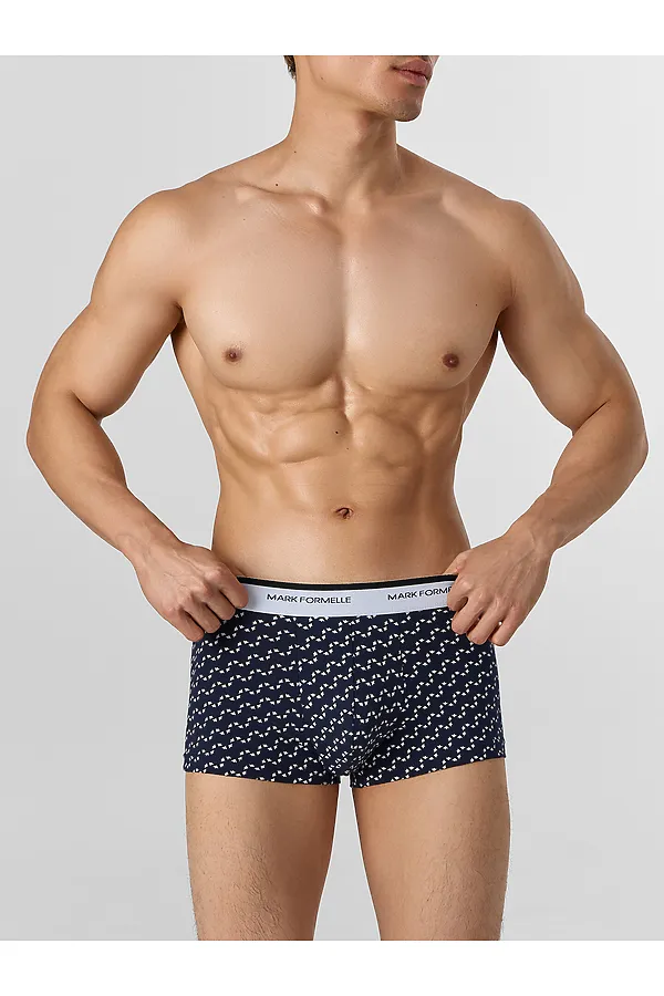 Трусы мужские (4шт). MARK FORMELLE, диагональн. узор на гл.синем +гл.синий +черный +черная гусиная лапка - фото 2
