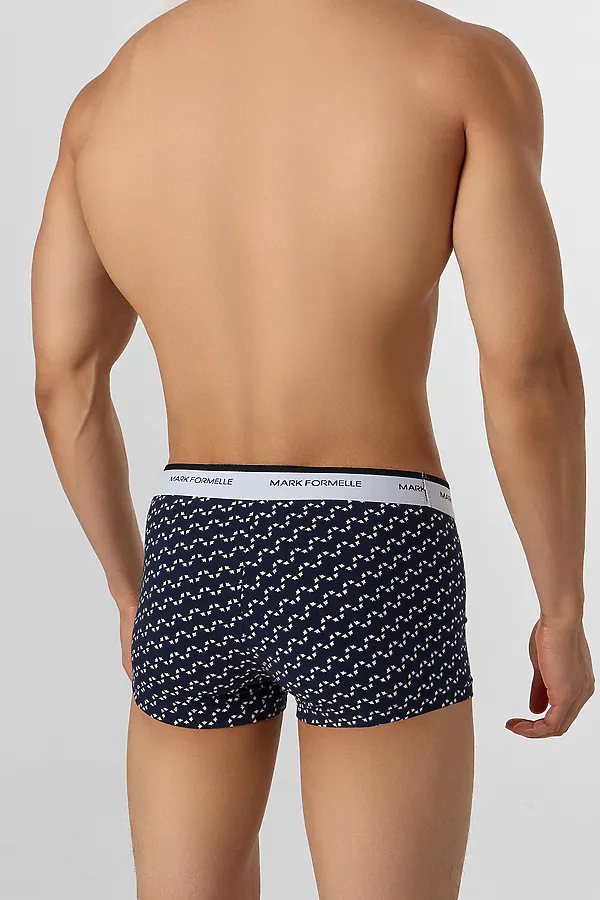 Трусы мужские (4шт). MARK FORMELLE, диагональн. узор на гл.синем +гл.синий +черный +черная гусиная лапка - фото 2