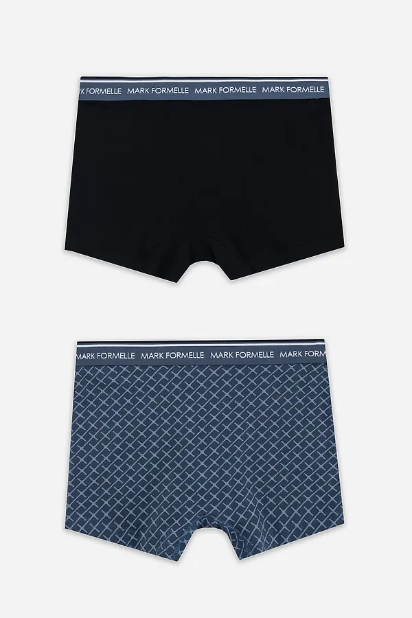Трусы мужские (2шт) MARK FORMELLE, узор на шторме +черный - фото 2