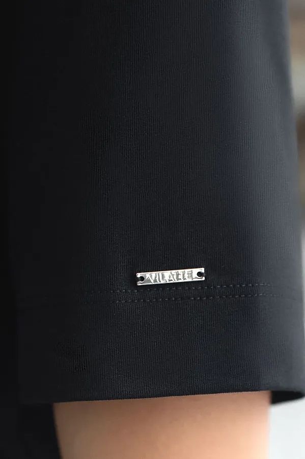 Свободная футболка из премиального хлопка с эластаном VILATTE, черный - фото 2