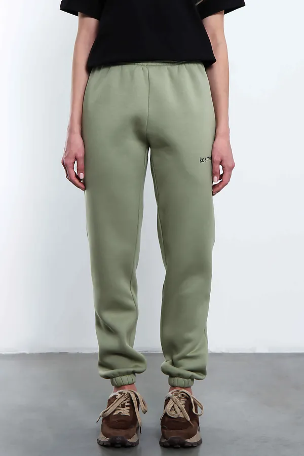 Брюки джоггеры женские олива с начесом KOSMOS, оливковый - фото 2
