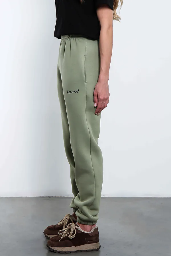 Брюки джоггеры женские олива с начесом KOSMOS, оливковый - фото 2