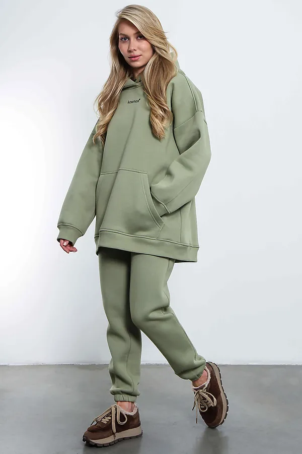 Брюки джоггеры женские олива с начесом KOSMOS, оливковый - фото 2