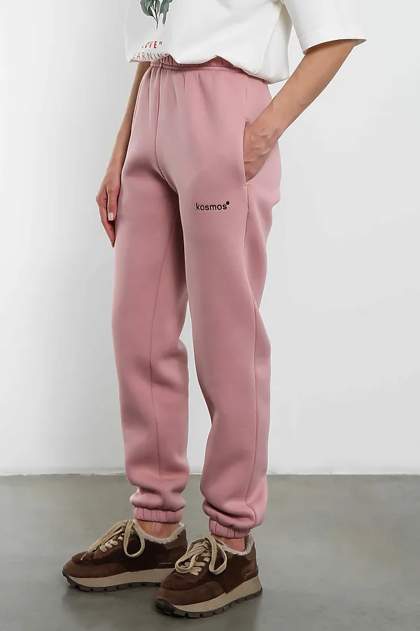 Брюки джоггеры женские розовая пудра с начесом KOSMOS, розовая пудра - фото 2