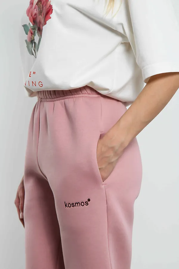 Брюки джоггеры женские розовая пудра с начесом KOSMOS, розовая пудра - фото 2
