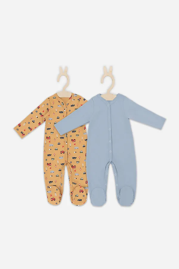 Комбинезон нательный детский (2шт.) MARK FORMELLE, машинки на бисквите +серо -голубой - фото 2