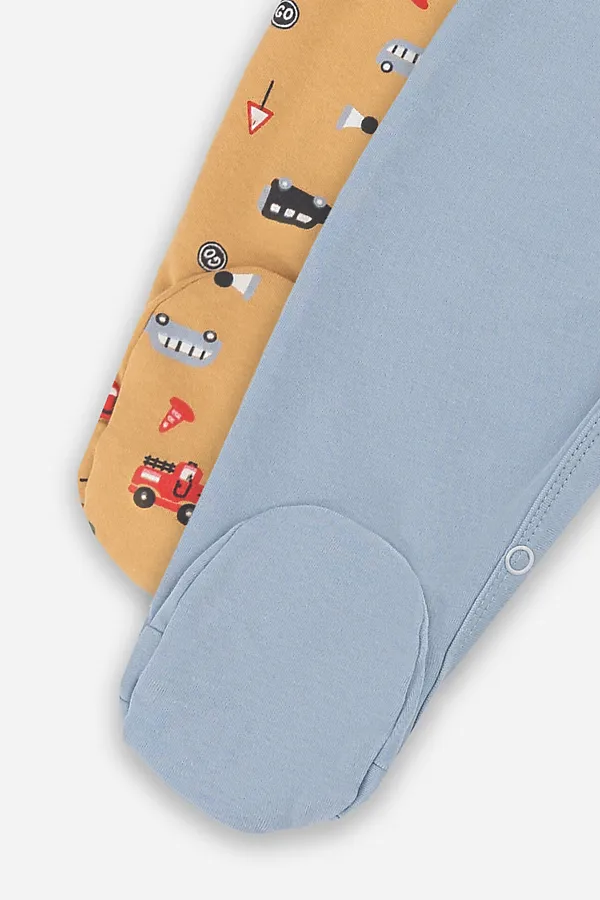 Комбинезон нательный детский (2шт.) MARK FORMELLE, машинки на бисквите +серо -голубой - фото 2