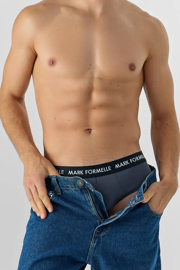 Трусы мужские (3шт) MARK FORMELLE, графит +неви +черный - фото 2