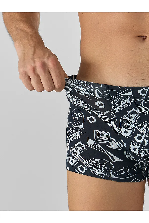 Трусы мужские (3шт) MARK FORMELLE, пистолеты и деньги на черном +хвойный лес +пули на графите - фото 2