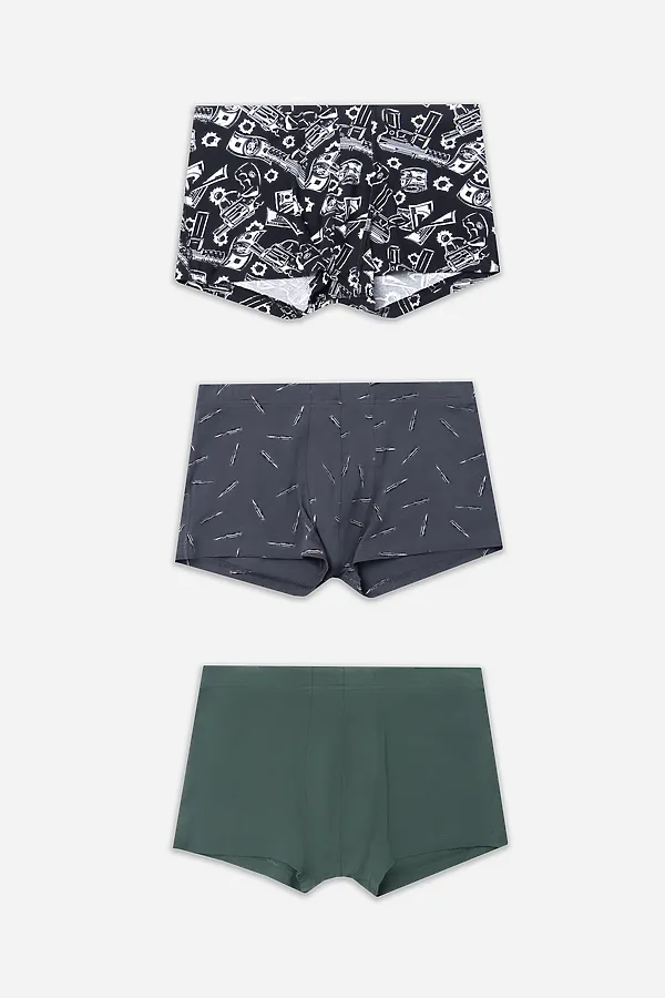 Трусы мужские (3шт) MARK FORMELLE, пистолеты и деньги на черном +хвойный лес +пули на графите - фото 2