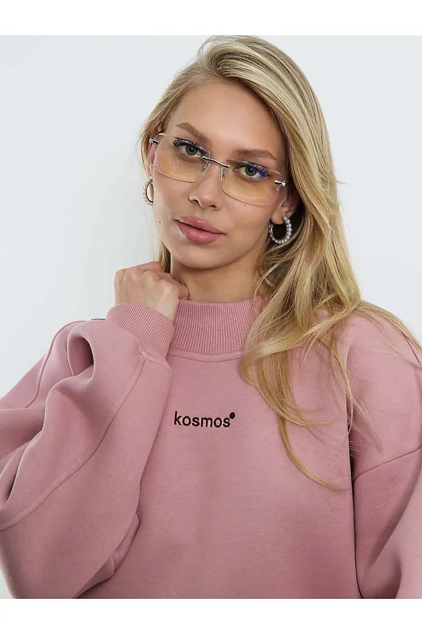 Свитшот женский оверсайз с начесом Розовая пудра KOSMOS, розовая пудра - фото 2