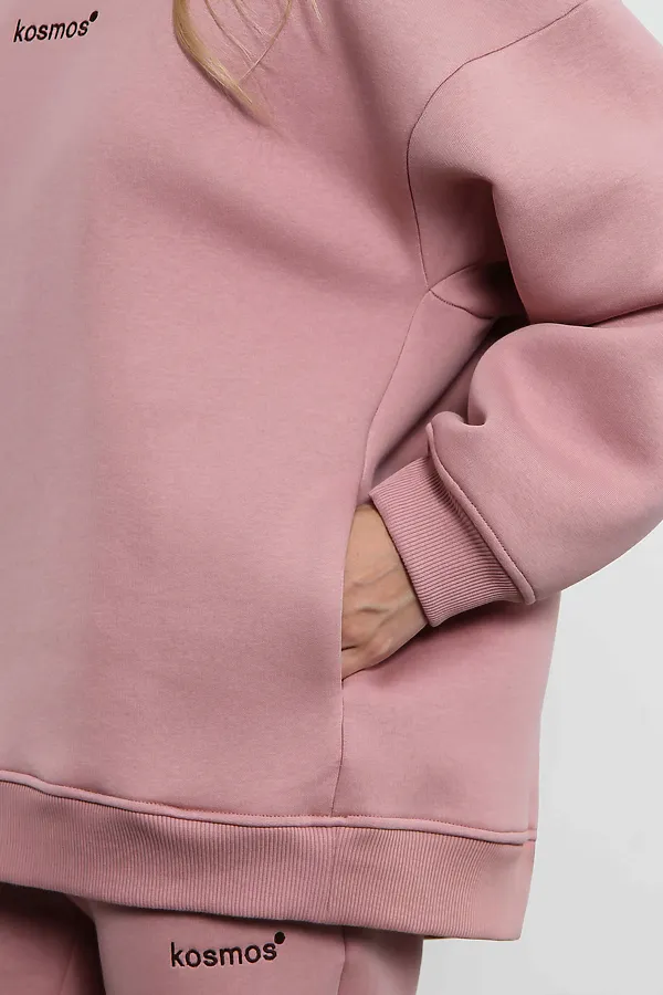 Свитшот женский оверсайз с начесом Розовая пудра KOSMOS, розовая пудра - фото 2