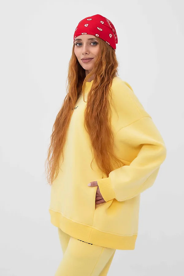 Свитшот женский оверсайз с начесом Желтый KOSMOS, желтый - фото 2