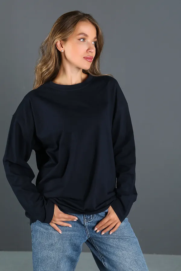 Лонгслив с принтом ЛГ-01 НАТАЛИ, темно-синий - фото 2