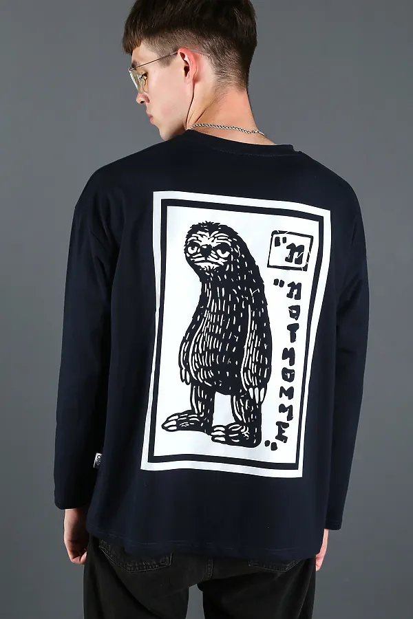 Лонгслив с принтом ЛГ-01 НАТАЛИ, темно-синий - фото 2