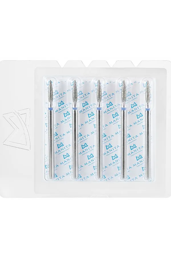 Manita Professional Фреза алмазная пламя острое удлиненное для аппаратного маникюра 866.104.243.100.023 ФАП-2.3-10С, синяя насечка, ø 2,3 мм, 5 шт. KRISTALLER, - - фото 2