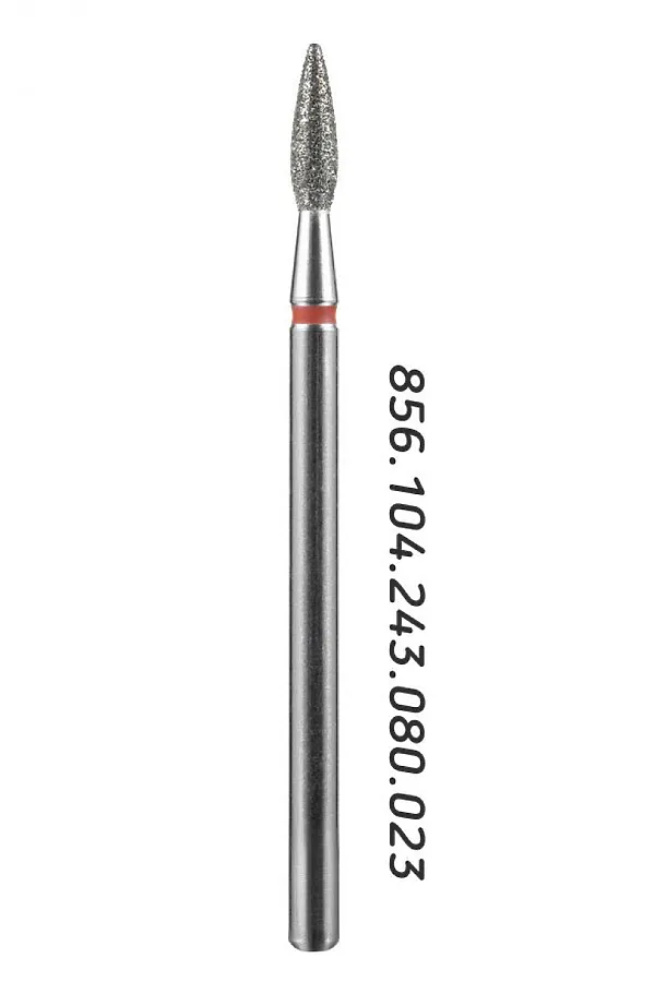 Manita Professional Фреза алмазная пламя острое для аппаратного маникюра 856.104.243.080.023 ФАП-2.3-8М, красная насечка, ø 2,3 мм, 5 шт. KRISTALLER, - - фото 2