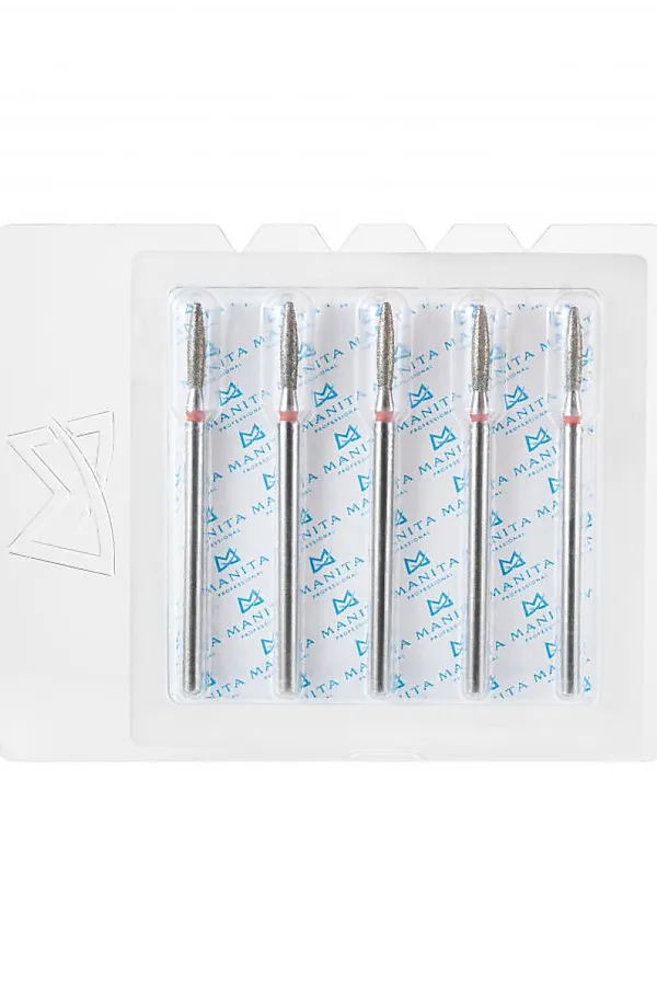 Manita Professional Фреза алмазная пламя тупое для аппаратного маникюра 856.104.244.100.021 ФАПЗ-2,1 10М, красная насечка, ø 2,1 мм, 5 шт. KRISTALLER, - - фото 2