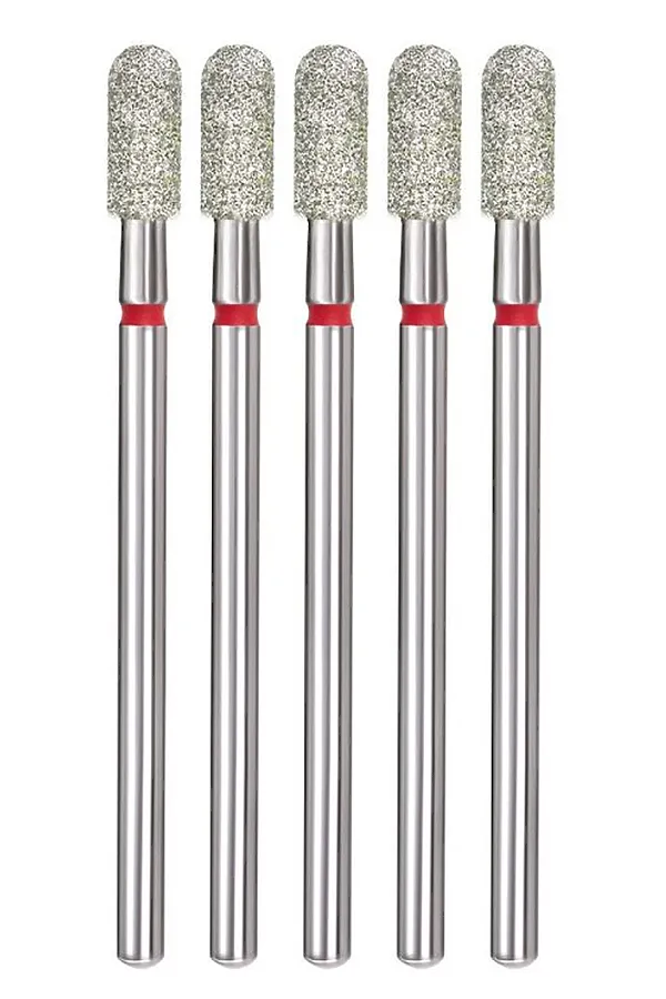 Manita Professional Фреза алмазная цилиндр закругленный для аппаратного маникюра 856.104.141.080.035 ФАЦС-3.5-8М, красная насечка, ø 3,5 мм, 5 шт. KRISTALLER, - - фото 2