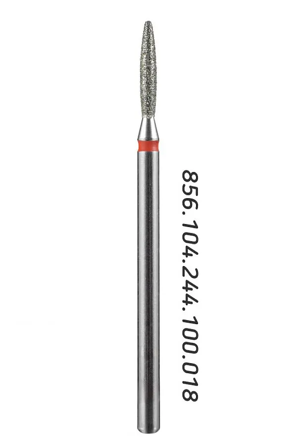 Manita Professional Фреза алмазная пламя тупое для аппаратного маникюра 856.104.244.100.018 ФАПЗ-1.8-10М, красная насечка, ø 1,8 мм, 5 шт. KRISTALLER, - - фото 2