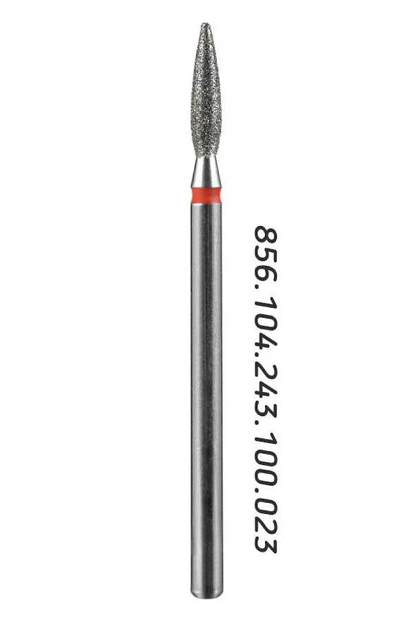 Manita Professional Фреза алмазная пламя острое удлиненное для аппаратного маникюра 856.104.243.100.023 ФАП-2.3-10М, красная насечка, ø 2,3 мм, 5 шт. KRISTALLER, - - фото 2