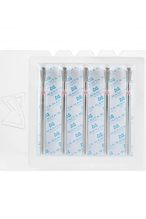 Manita Professional Фреза алмазная груша для аппаратного маникюра 856.104.237.070.033 ФАОКС-3.3-7 М, красная насечка, ø 3,3 мм, 5 шт. KRISTALLER, - - фото 2