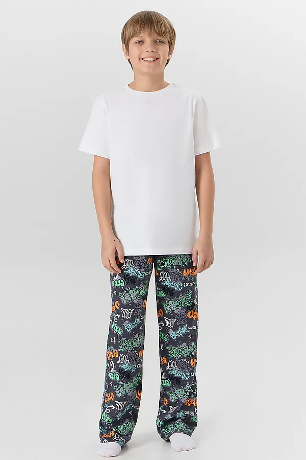 Брюки для мальчиков домашние MARK FORMELLE, надписи на графите - фото 2