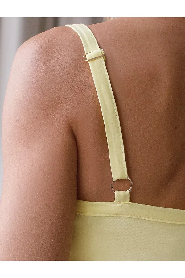 Топ с двуслойной зоной бра на бретелях из хлопка VILATTE, лимонный - фото 2