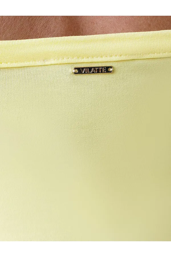 Топ с двуслойной зоной бра на бретелях из хлопка VILATTE, лимонный - фото 2