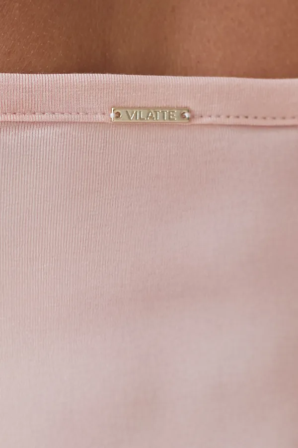Топ с двуслойной зоной бра на бретелях из хлопка VILATTE, пудра - фото 2