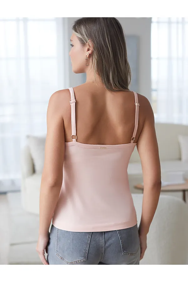 Топ с двуслойной зоной бра на бретелях из хлопка VILATTE, пудра - фото 2
