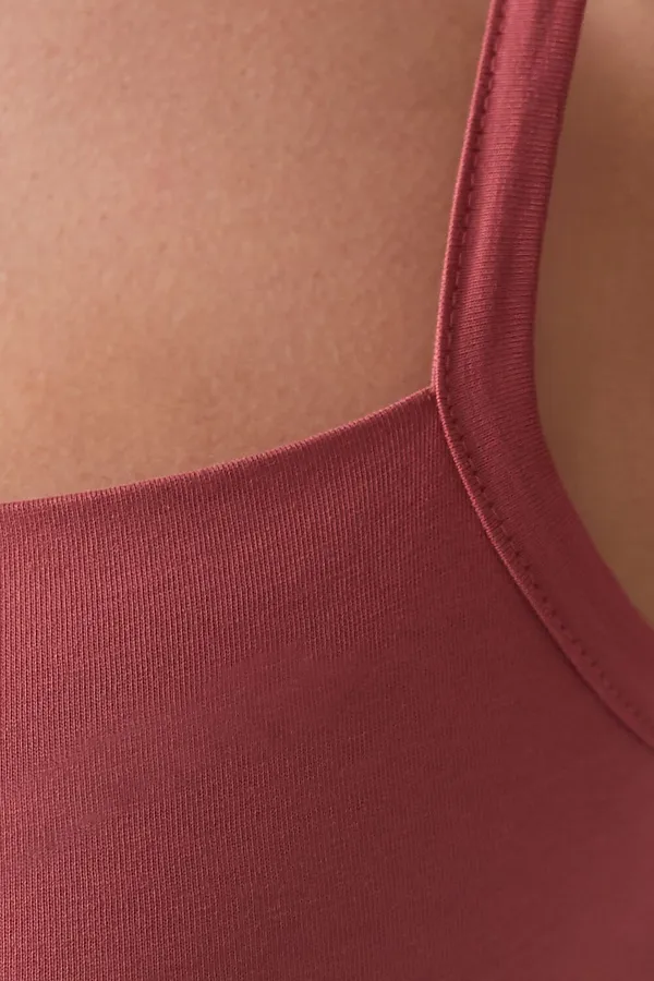 Топ с двуслойной зоной бра на бретелях из хлопка VILATTE, т.коралл - фото 2