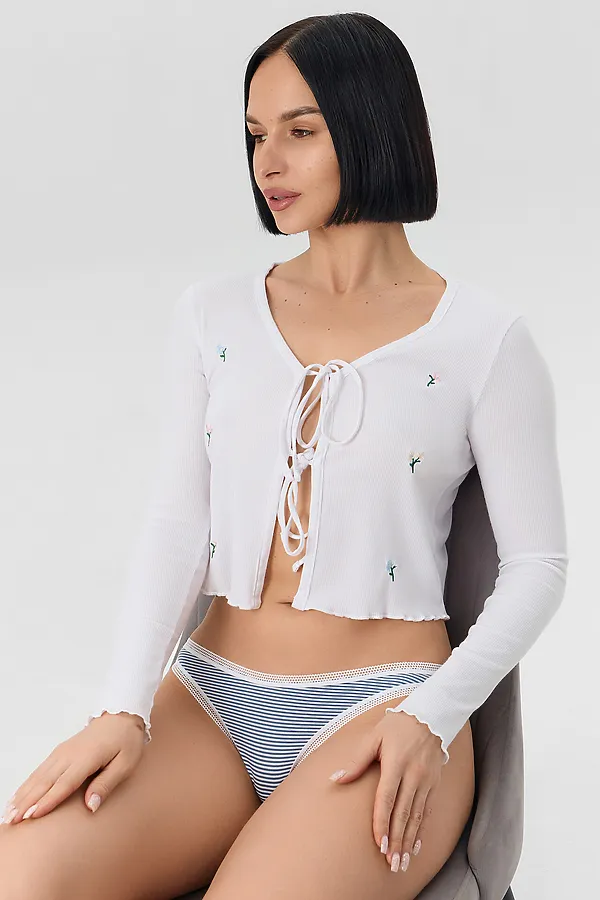 Трусы женские MARK FORMELLE, белые полоски на синем - фото 2