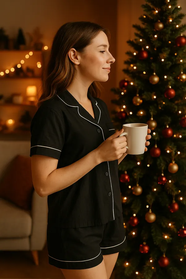 Пижама с брюками 3223 3 в 1 НАТАЛИ, черный - фото 2