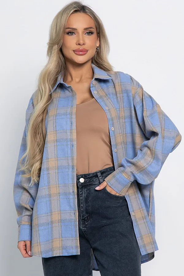 Рубашка Дэлли LADY TAIGA, бежево-голубая - фото 2